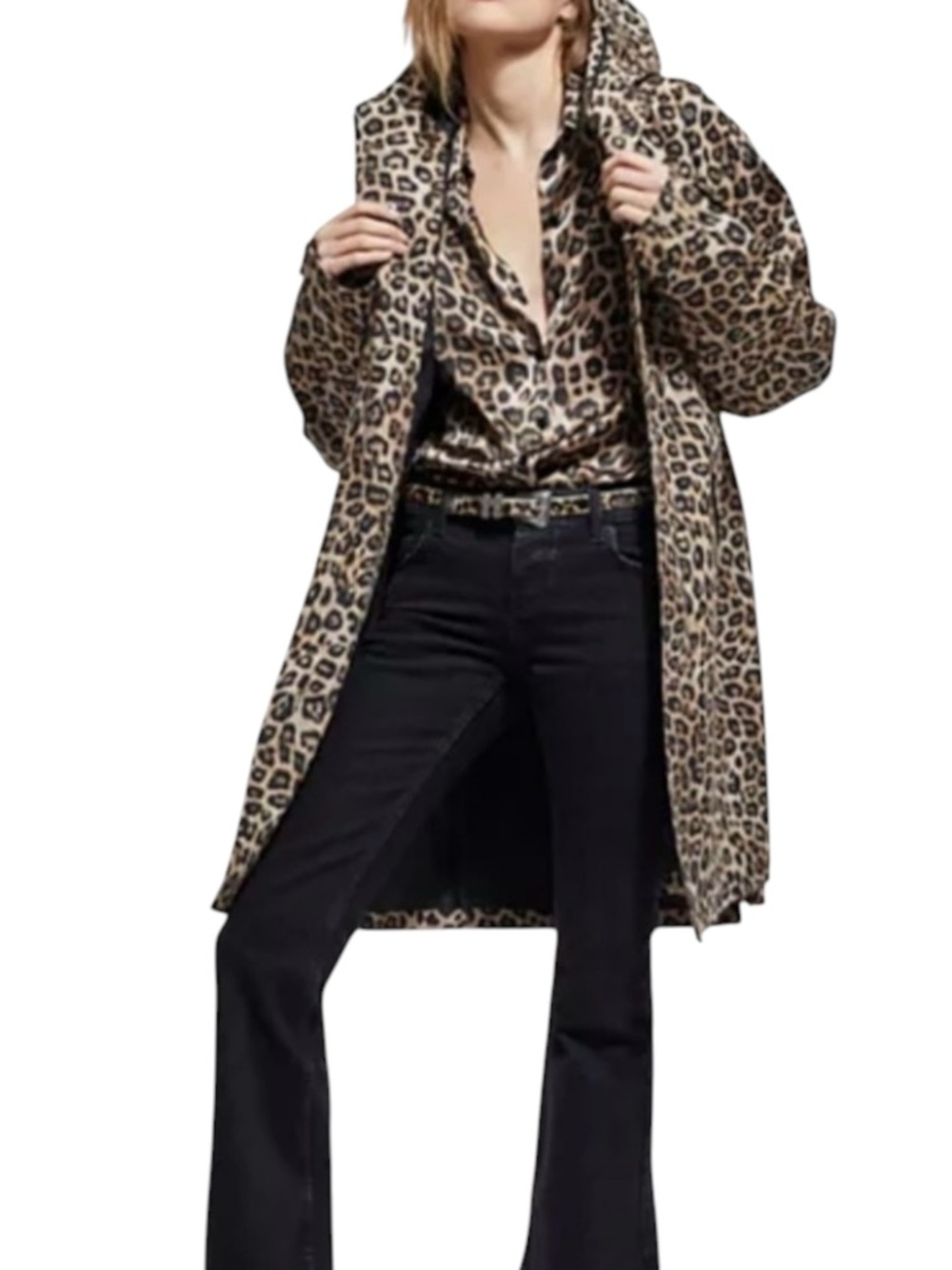 The Kooples Leopard Print Waterproof Parka Jacket Size 1 (Small) NWT